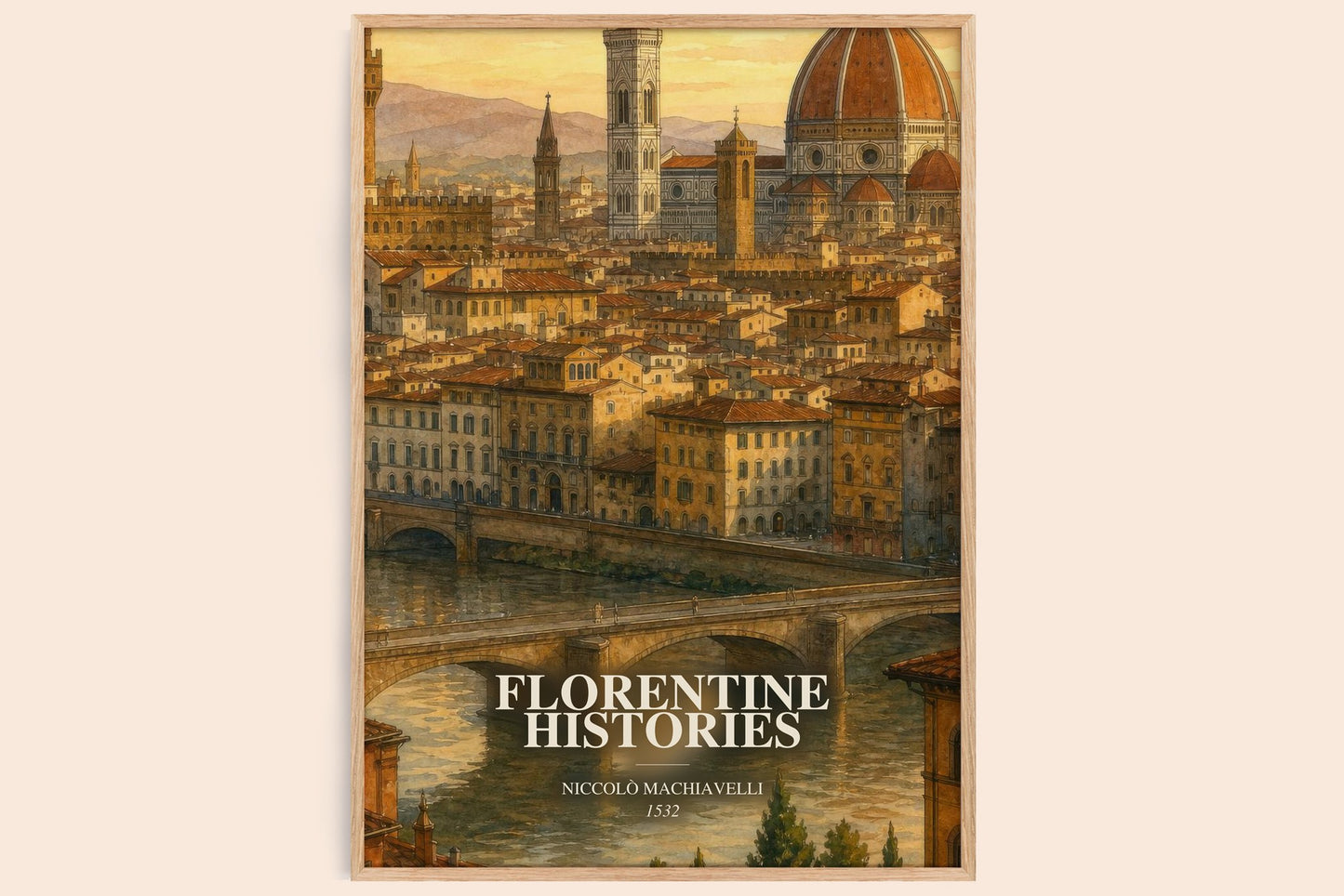 Florentine Histories watercolour book poster by Niccolò Machiavelli – framed literary art print
