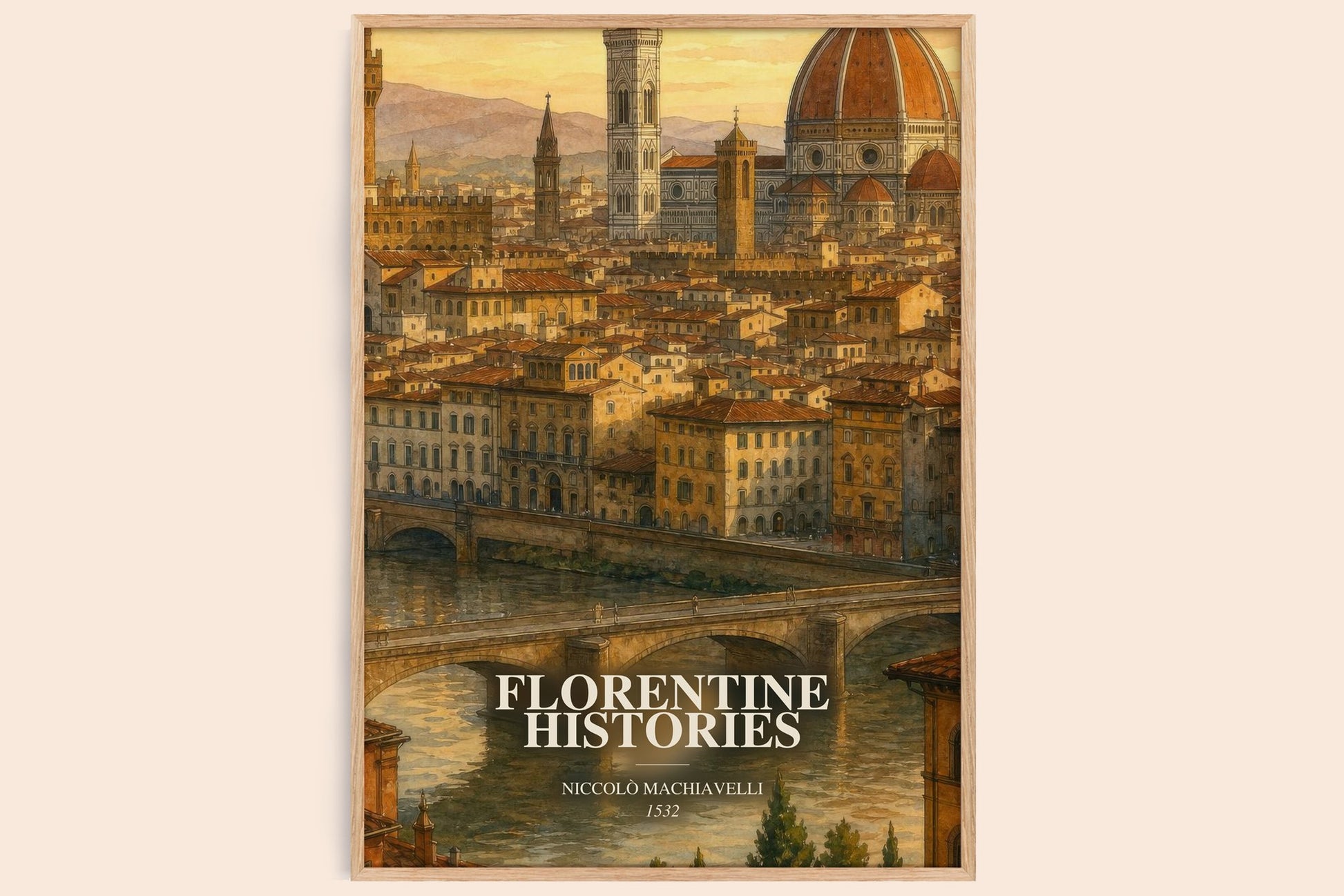 Florentine Histories watercolour book poster by Niccolò Machiavelli – framed literary art print