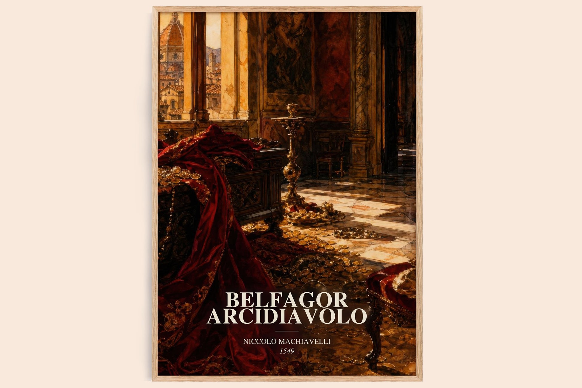 Belfagor Arcidiavolo watercolour book poster by Niccolò Machiavelli – framed literary art print