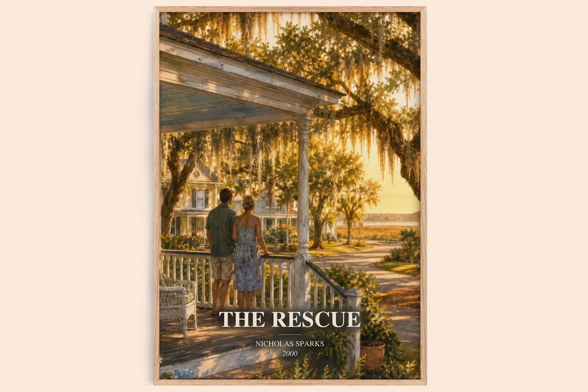 The Rescue watercolour book poster by Nicholas Sparks – framed literary art print
