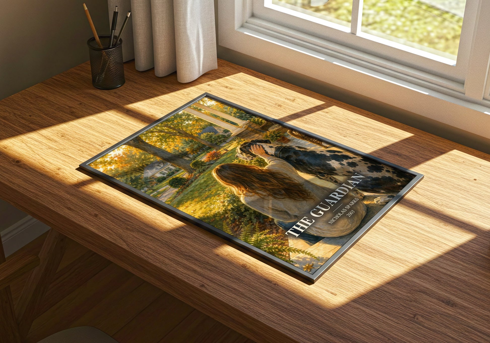 The Guardian watercolour book poster framed on wall – romance wall art