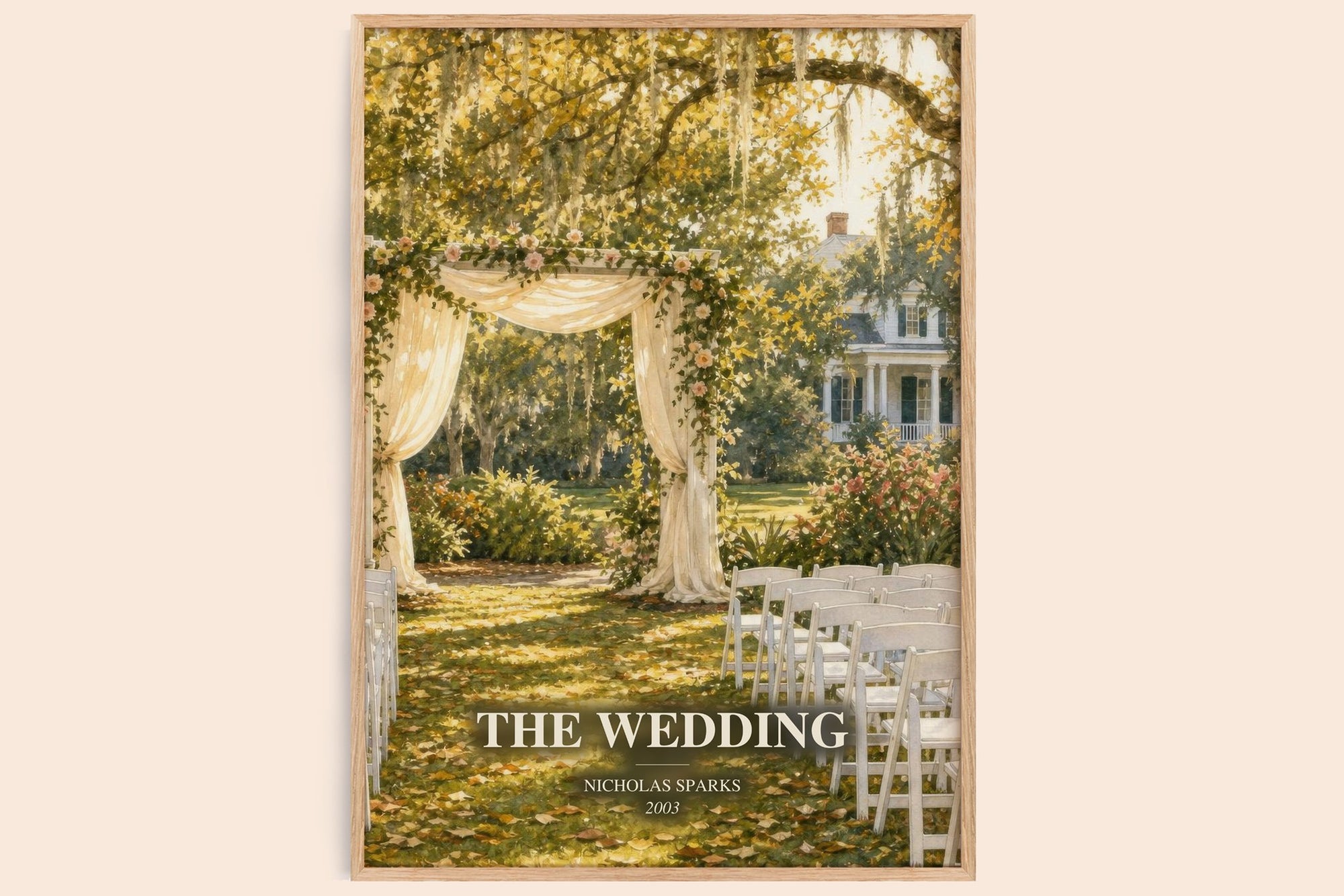 The Wedding watercolour book poster by Nicholas Sparks – framed literary art print