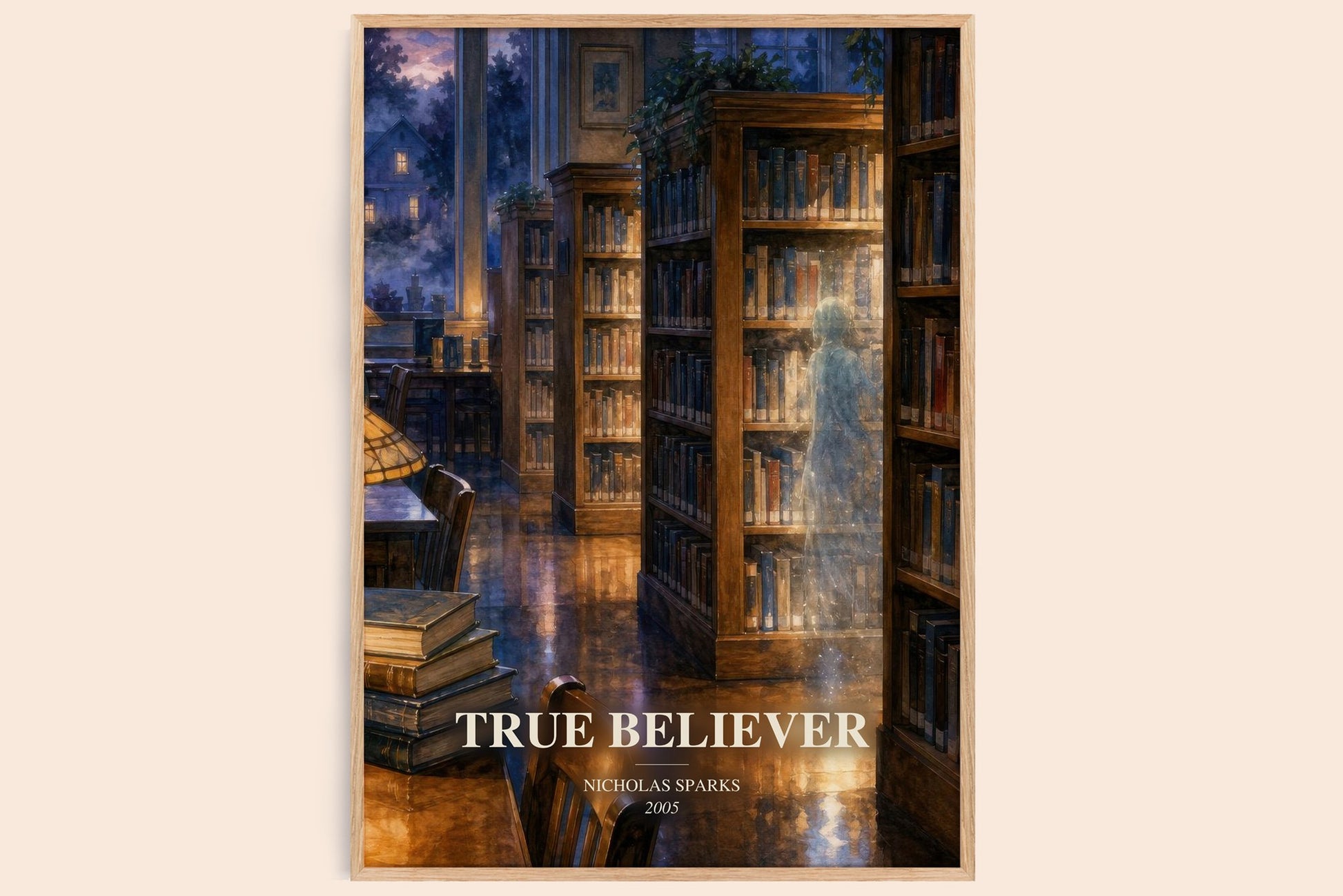 True Believer watercolour book poster by Nicholas Sparks – framed literary art print
