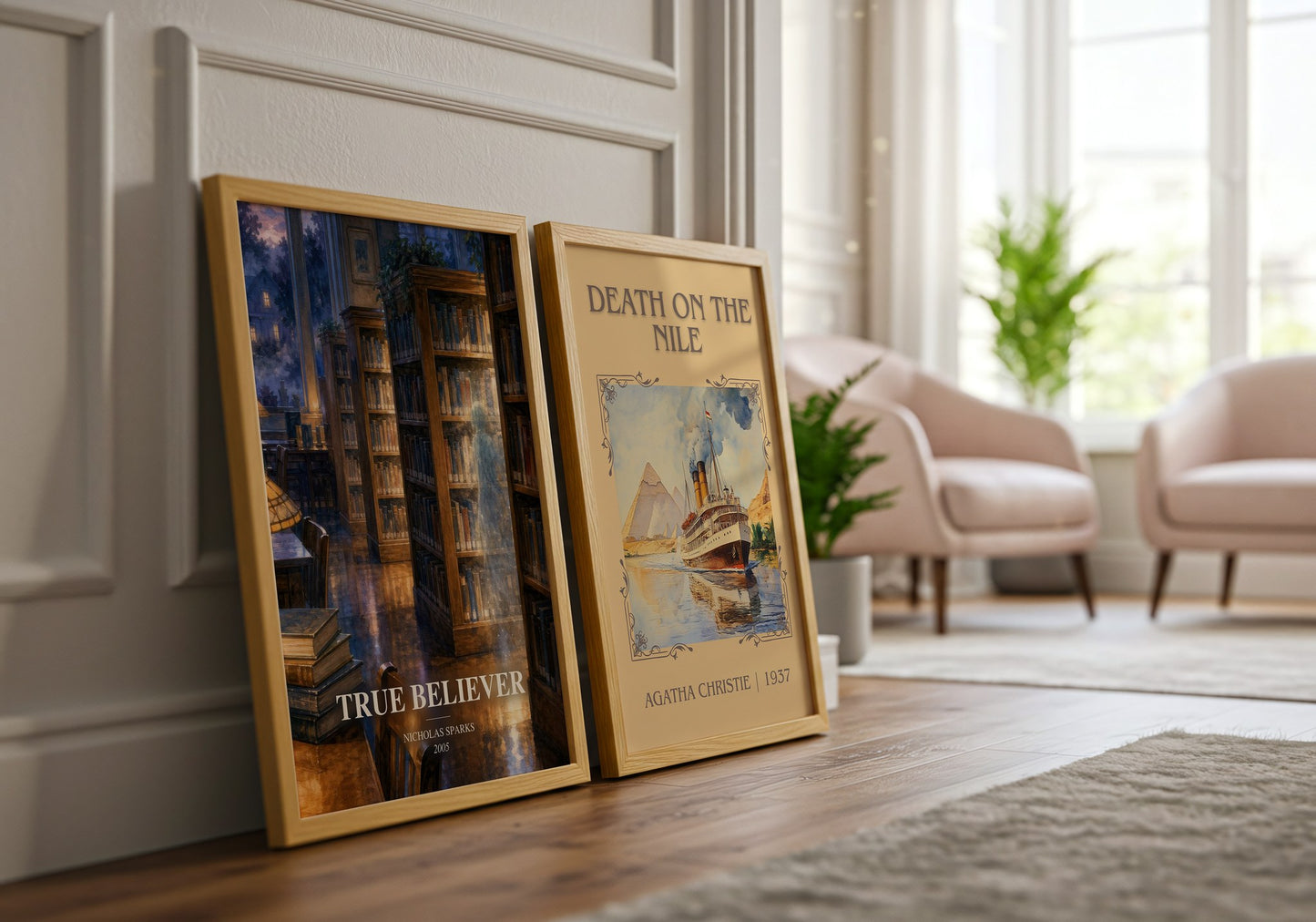 True Believer watercolour print framed by window – literary home decor