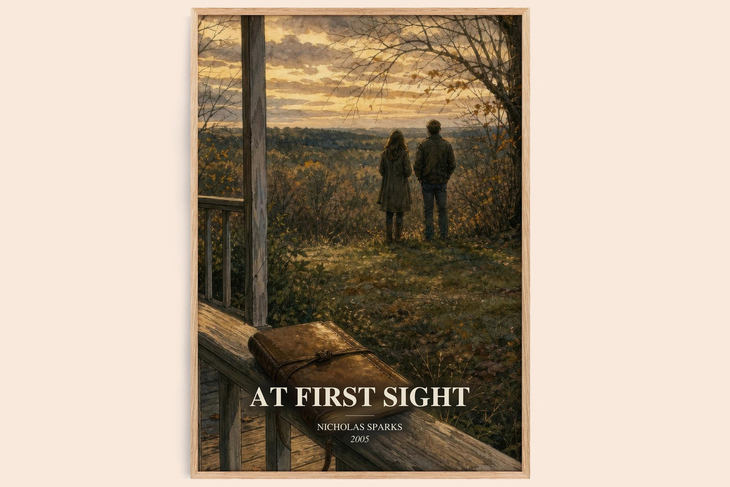 At First Sight watercolour book poster by Nicholas Sparks – framed literary art print