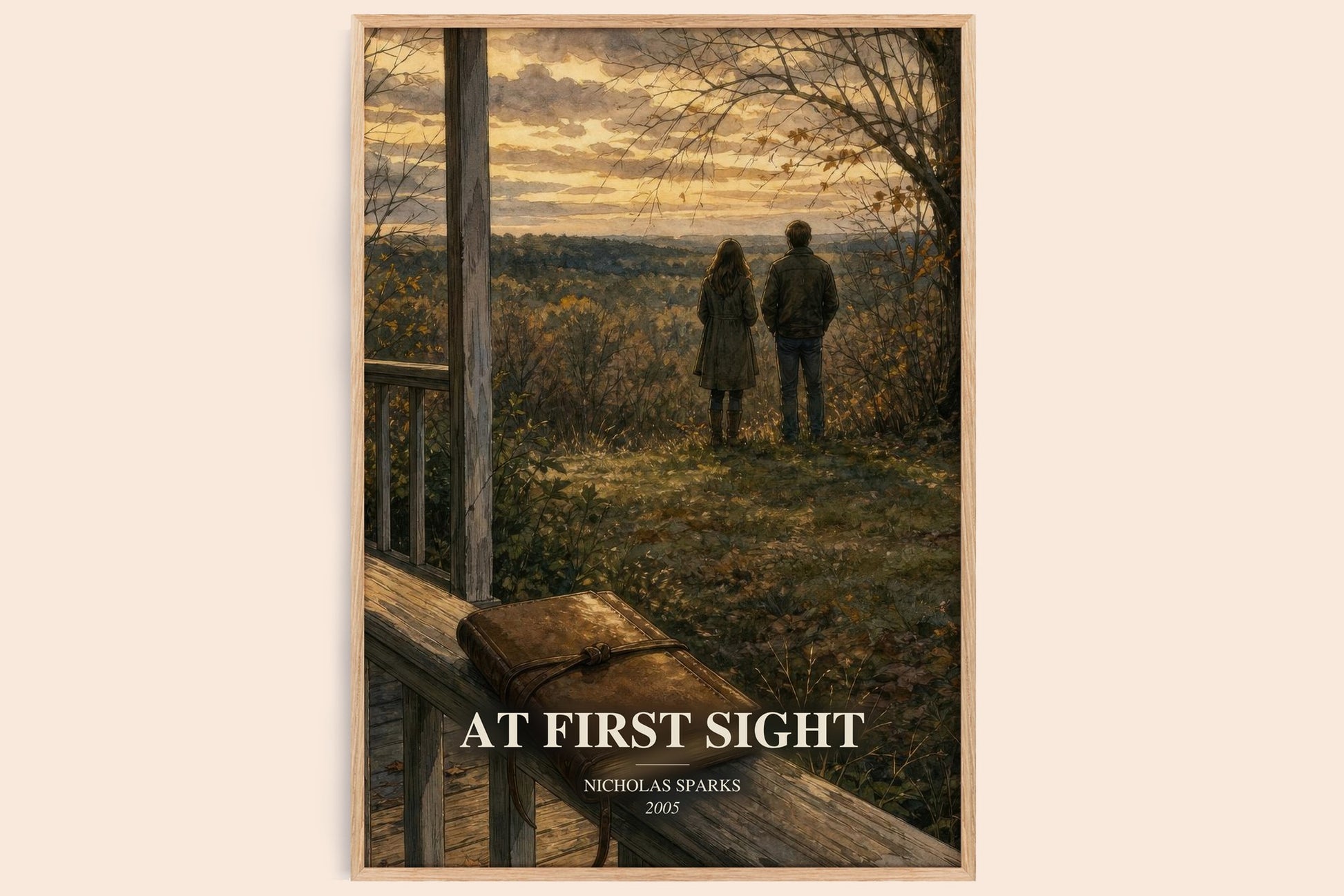 At First Sight watercolour book poster by Nicholas Sparks – framed literary art print