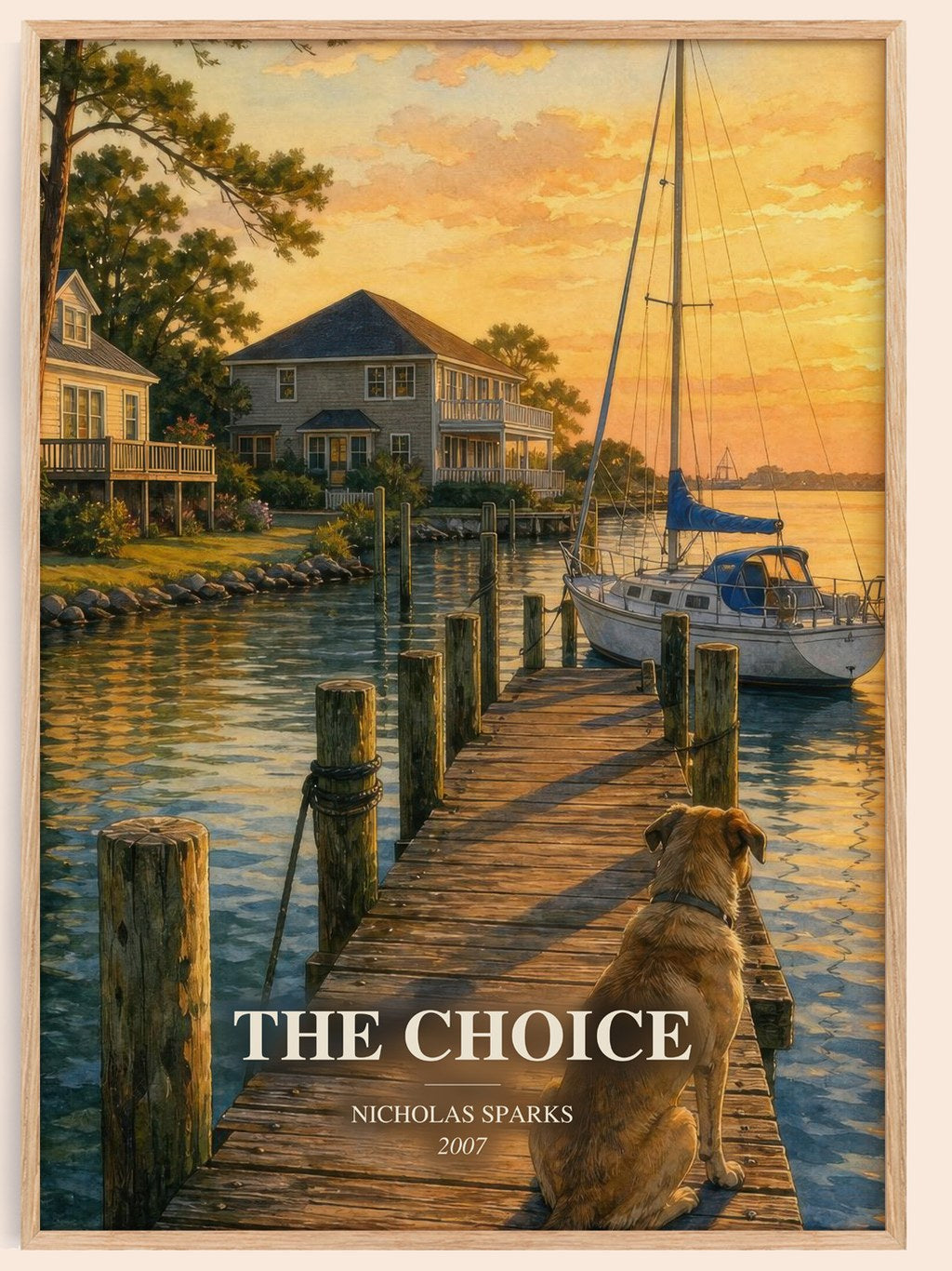 The Choice watercolour book poster by Nicholas Sparks – framed literary art print