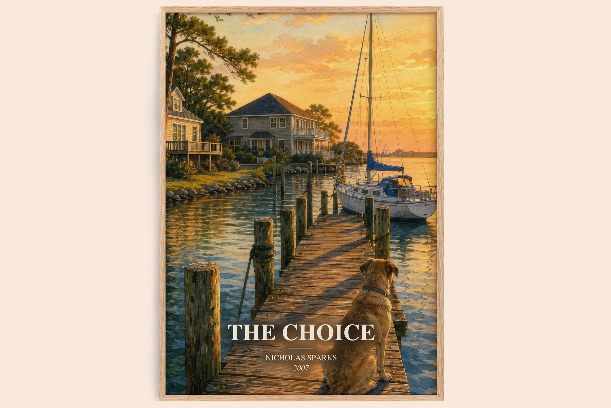 The Choice watercolour book poster by Nicholas Sparks – framed literary art print