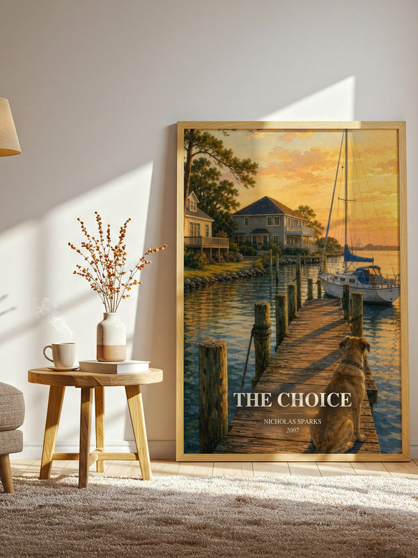 The Choice watercolour print in frame leaning in hallway – romance wall art