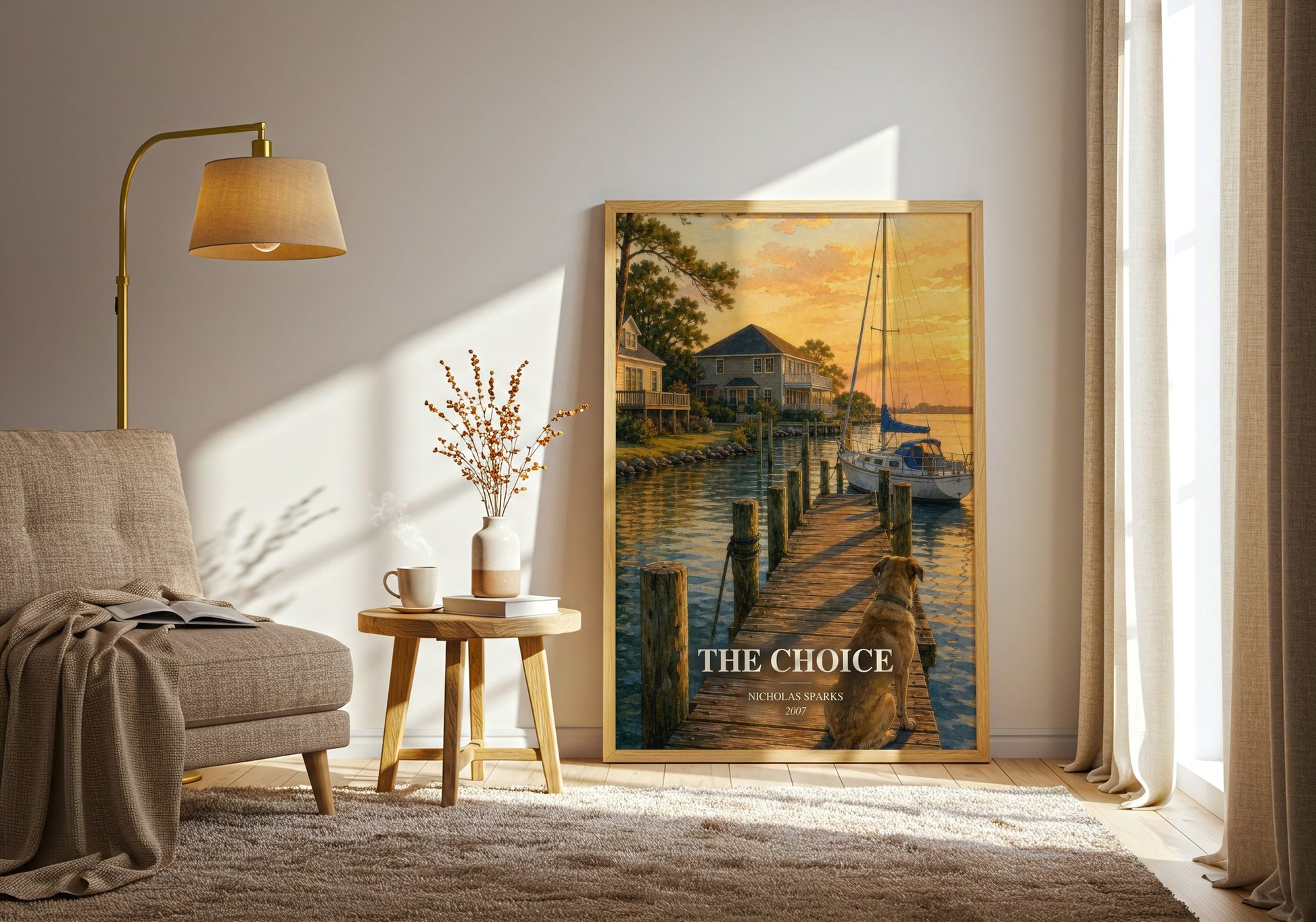 The Choice watercolour print in frame leaning in hallway – romance wall art