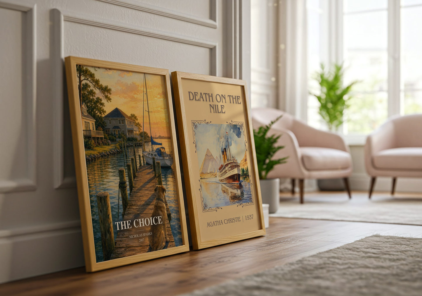 The Choice watercolour print framed by window – literary home decor