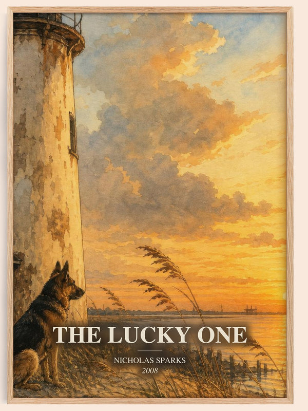 The Lucky One watercolour book poster by Nicholas Sparks – framed literary art print