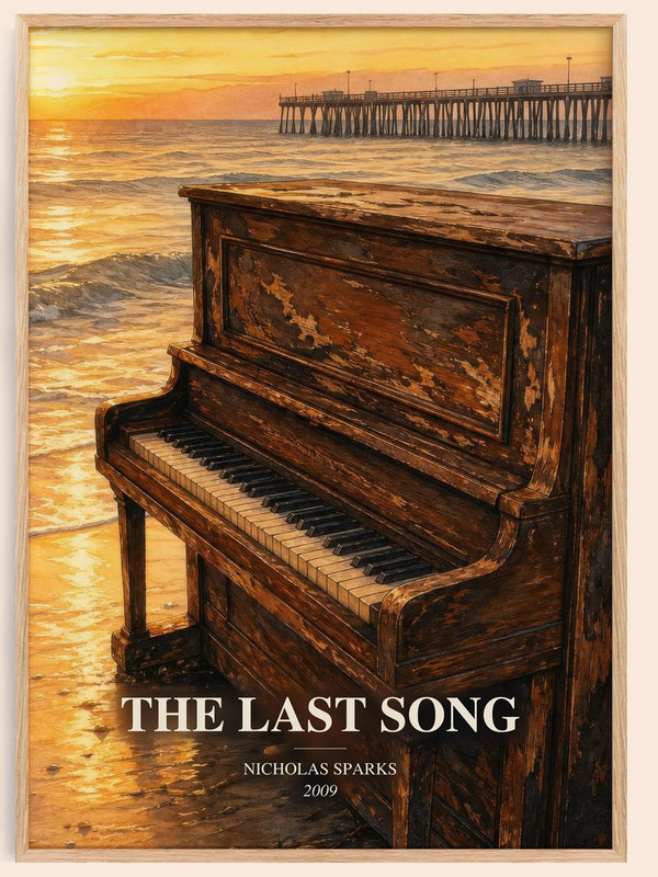 The Last Song watercolour book poster by Nicholas Sparks – framed literary art print