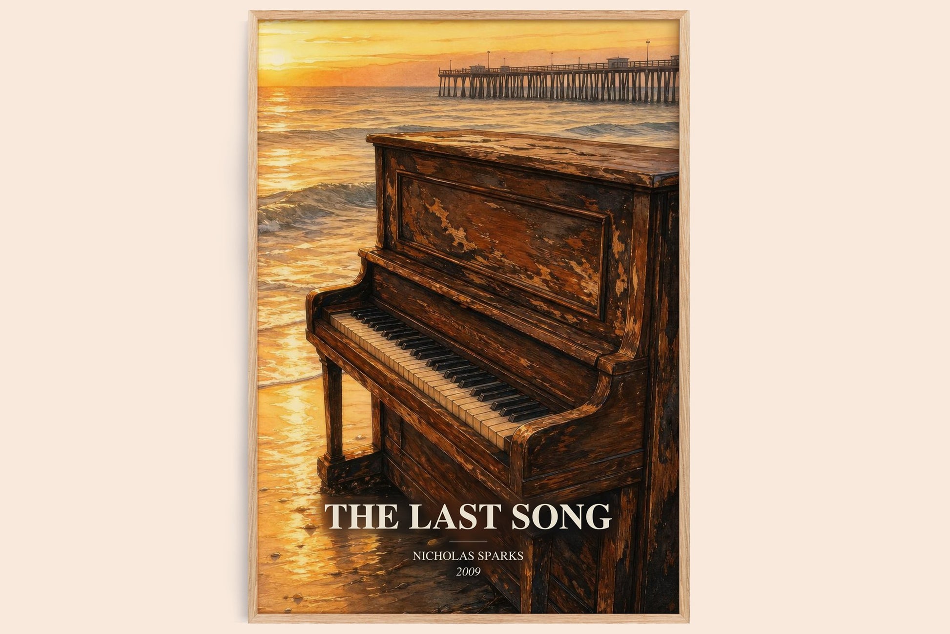 The Last Song watercolour book poster by Nicholas Sparks – framed literary art print