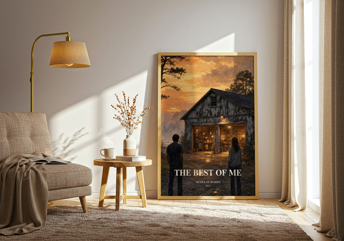 The Best Of Me watercolour print in frame leaning in hallway – romance wall art