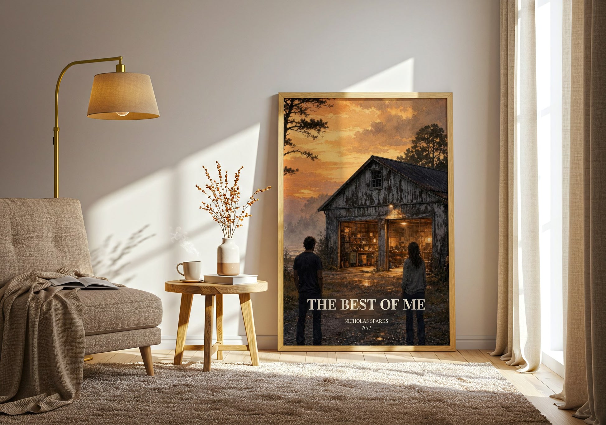 The Best Of Me watercolour print in frame leaning in hallway – romance wall art