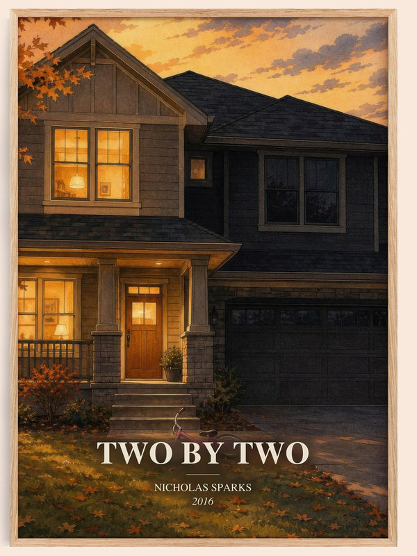 Two By Two watercolour book poster by Nicholas Sparks – framed literary art print