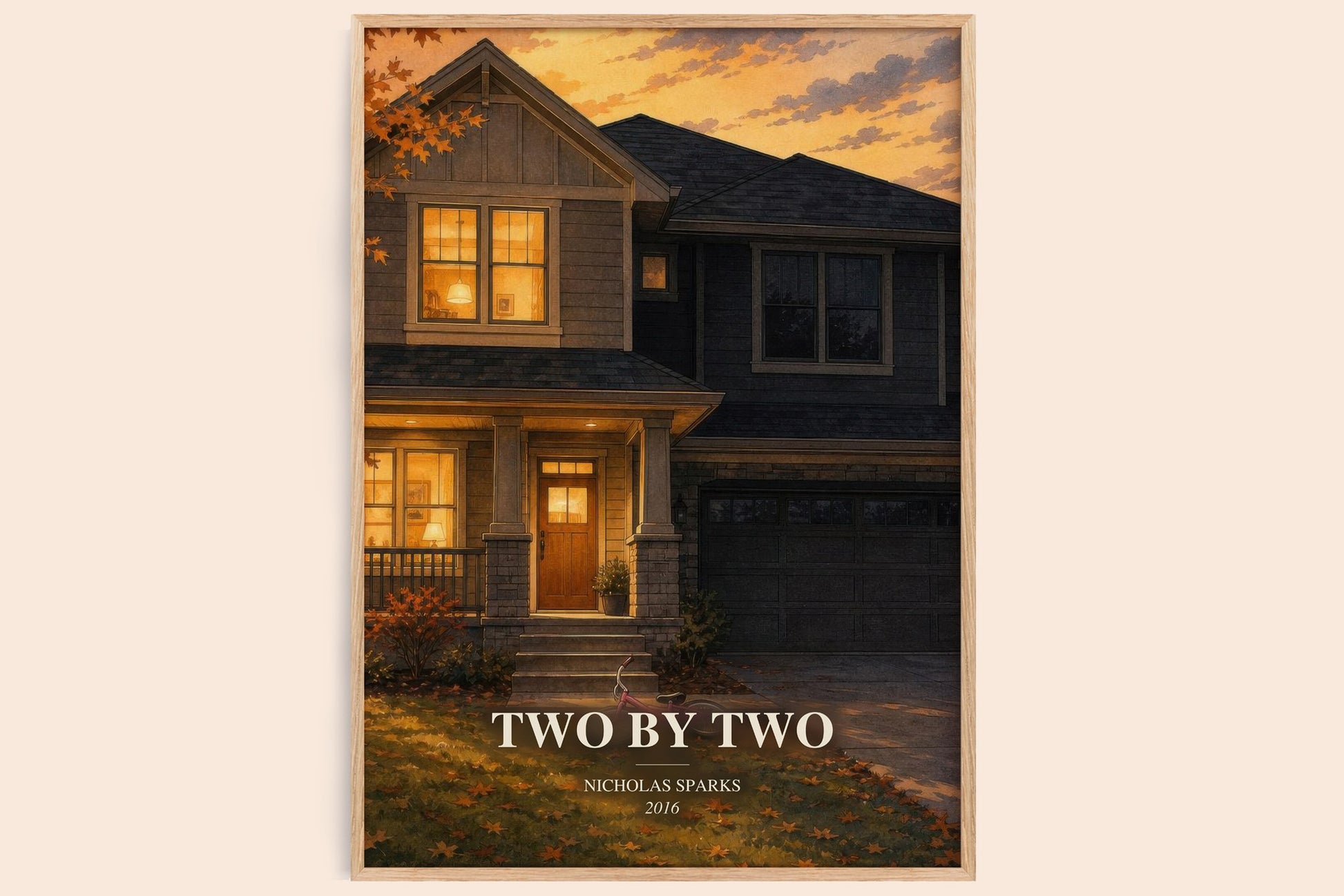 Two By Two watercolour book poster by Nicholas Sparks – framed literary art print