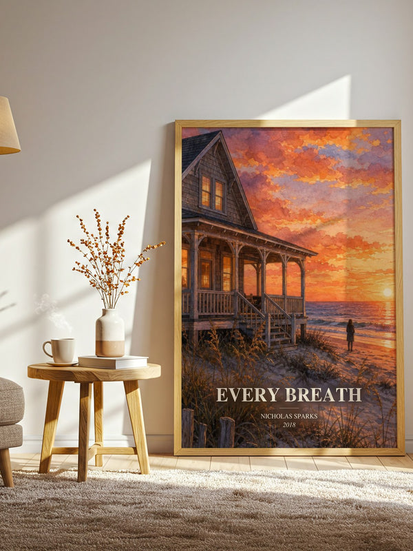 Every Breath watercolour print in frame leaning in hallway – romance wall art