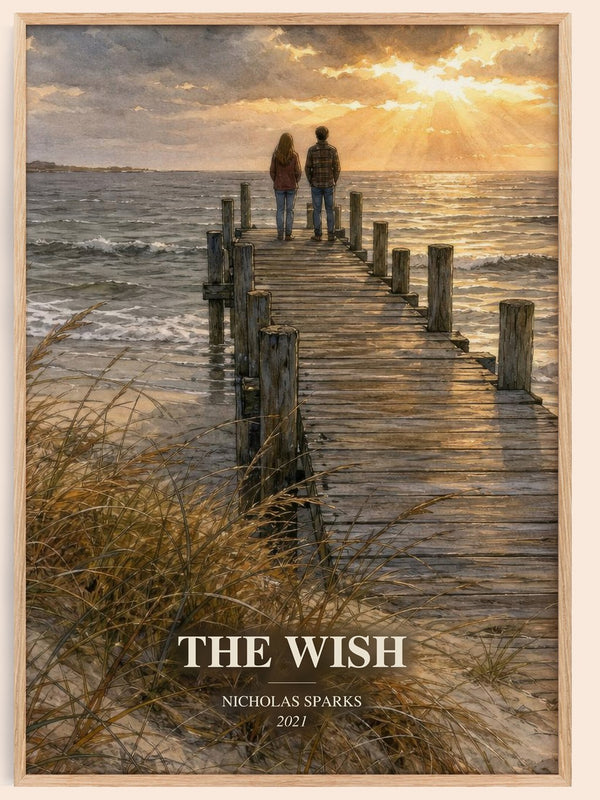 The Wish watercolour book poster by Nicholas Sparks – framed literary art print