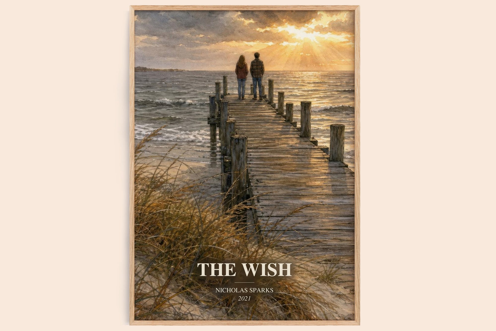 The Wish watercolour book poster by Nicholas Sparks – framed literary art print