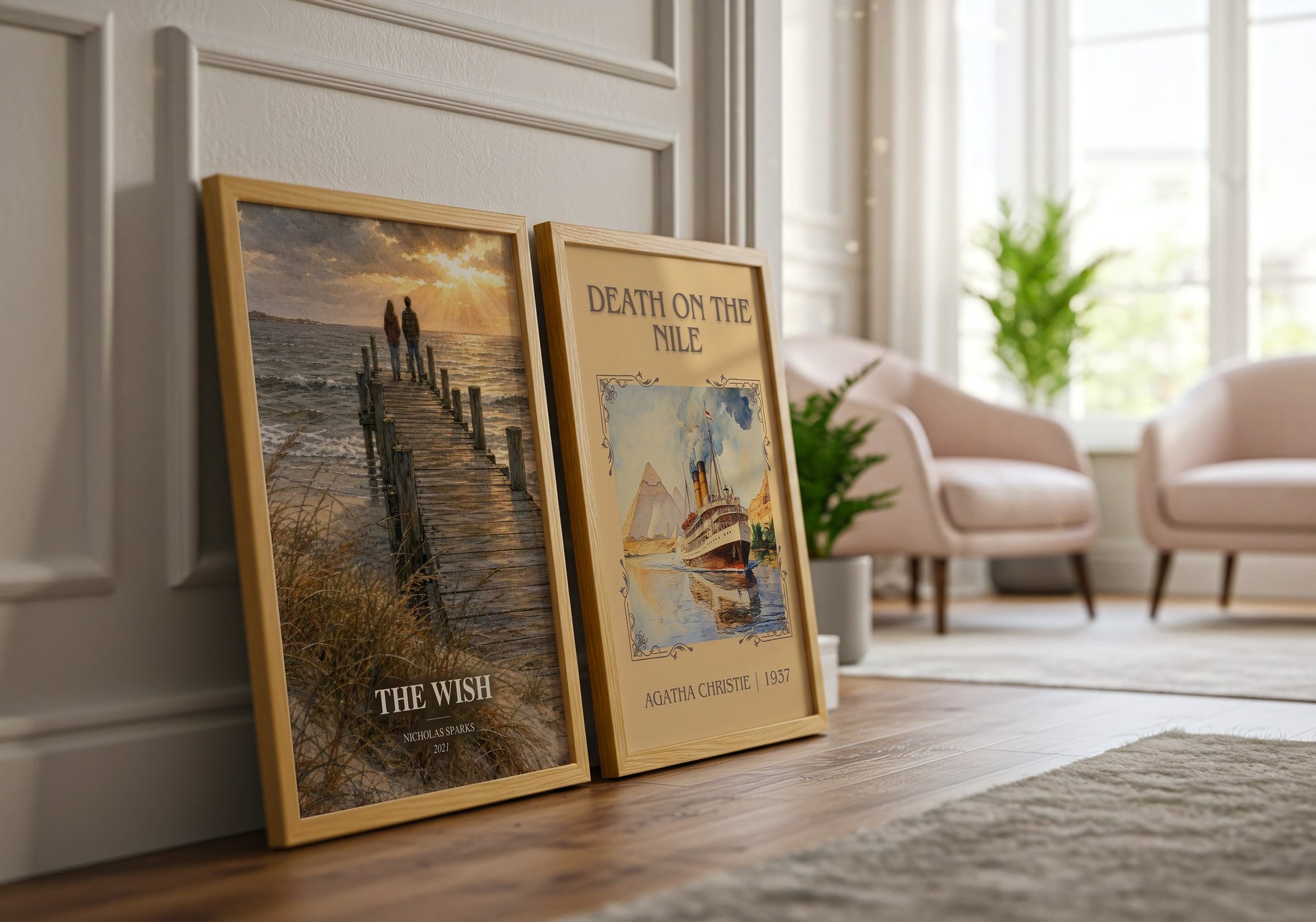 The Wish watercolour print framed by window – literary home decor