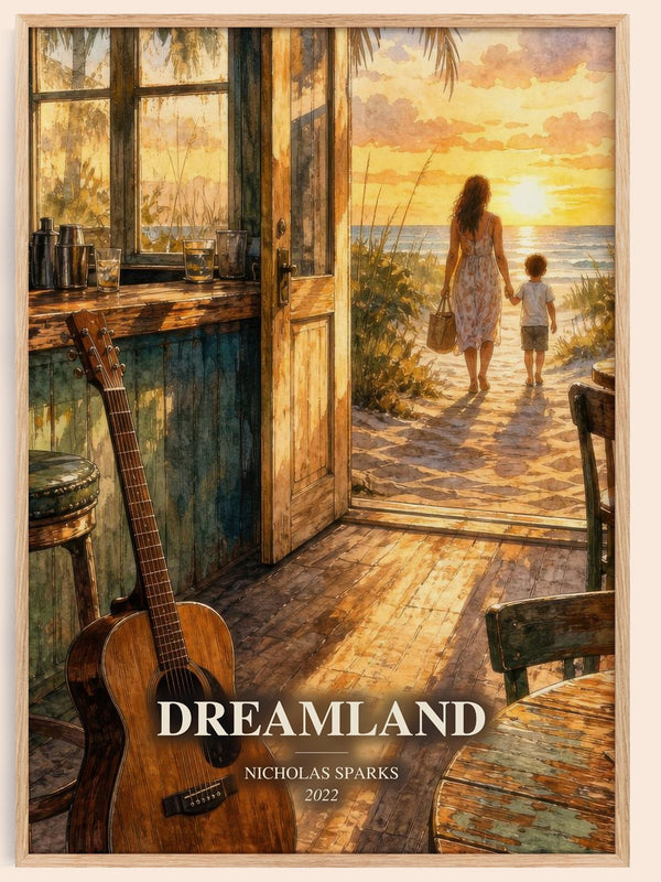 Dreamland watercolour book poster by Nicholas Sparks – framed literary art print