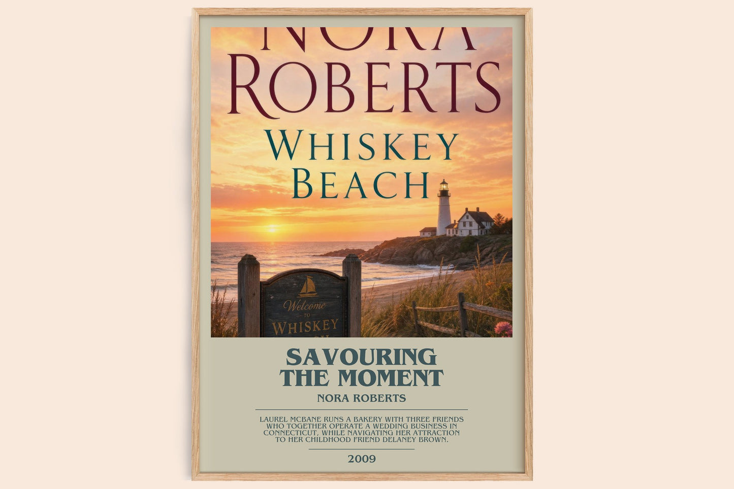 Savouring The Moment bookish book poster by Nora Roberts – framed literary art print