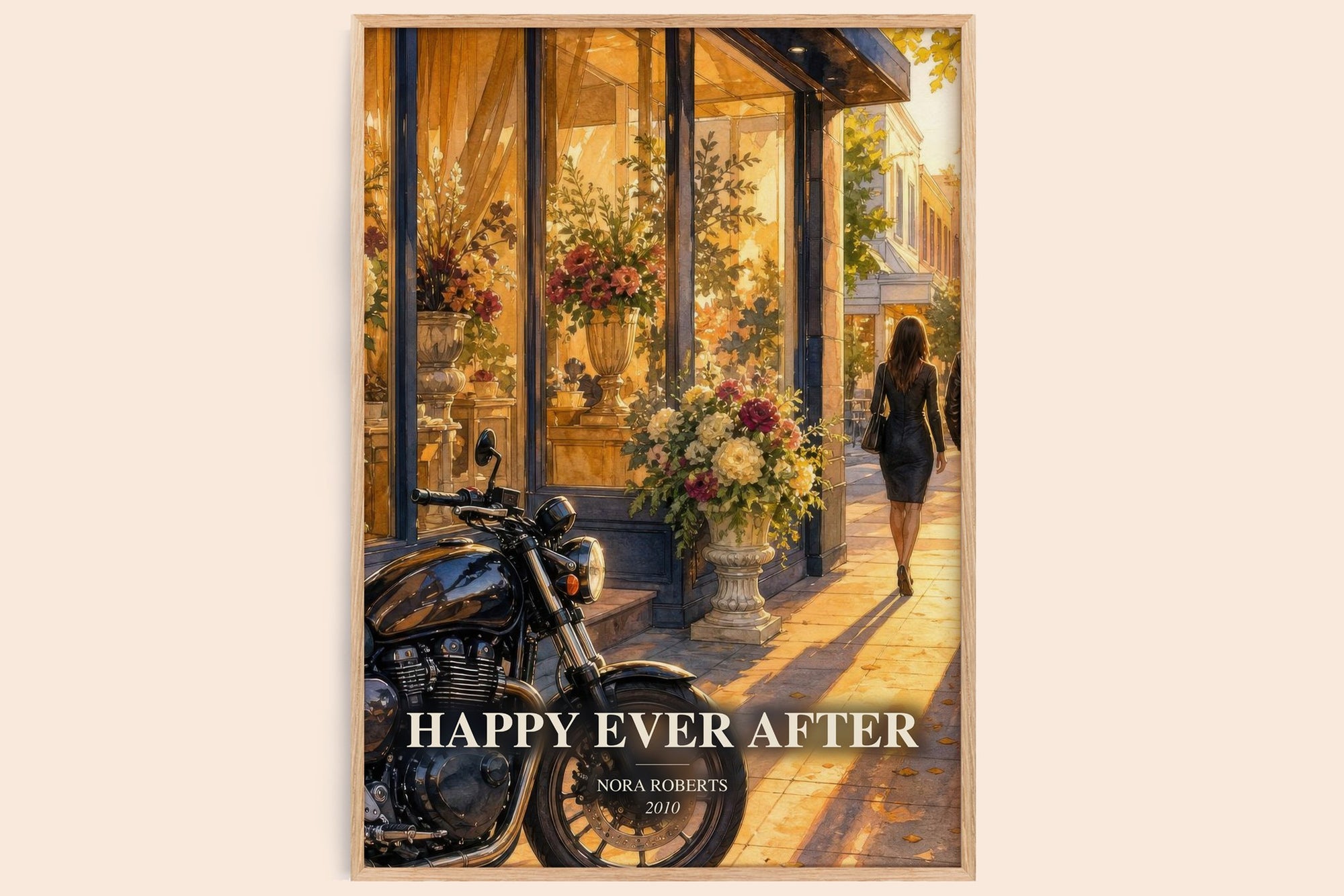 Happy Ever After watercolour book poster by Nora Roberts – framed literary art print
