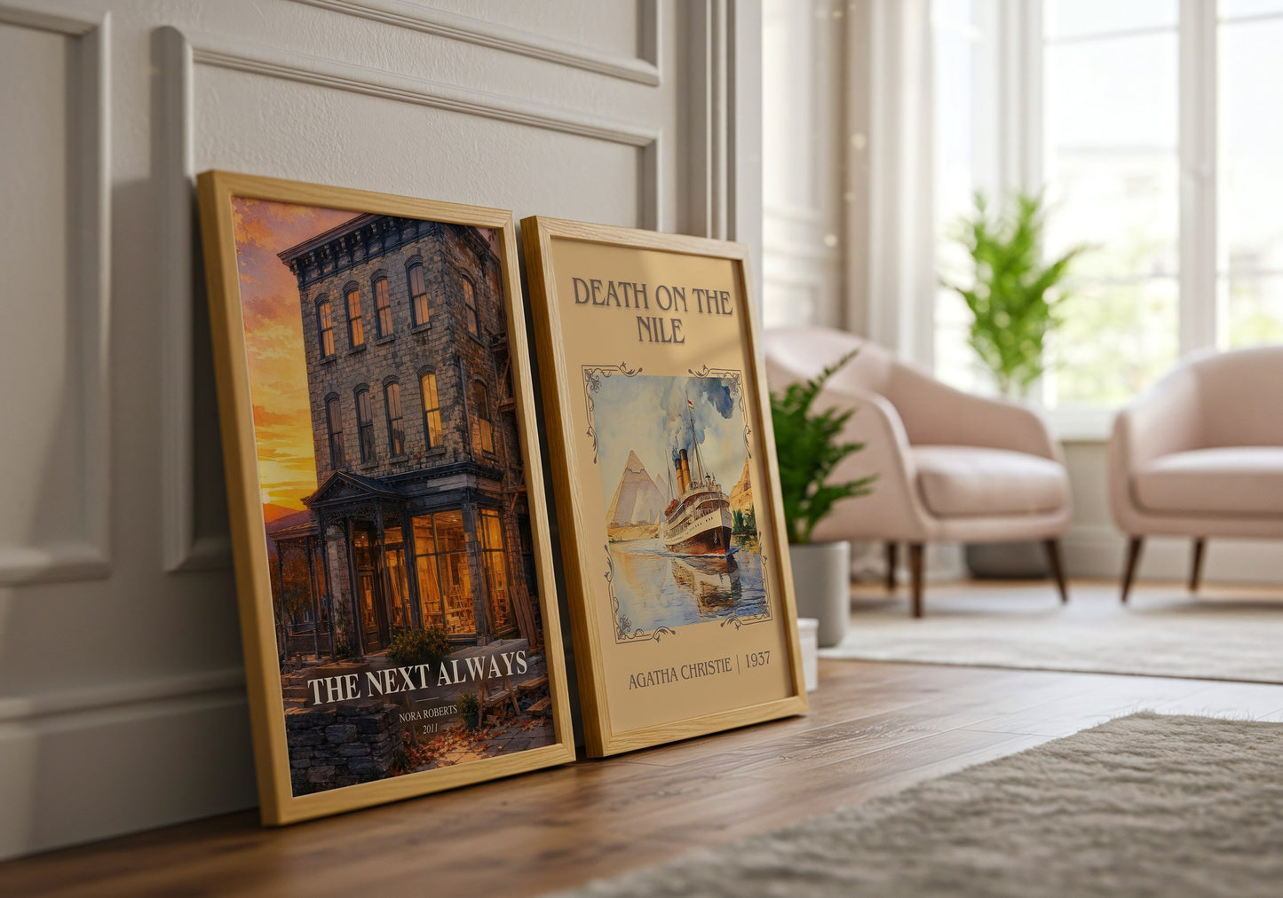 The Next Always watercolour print framed by window – literary home decor