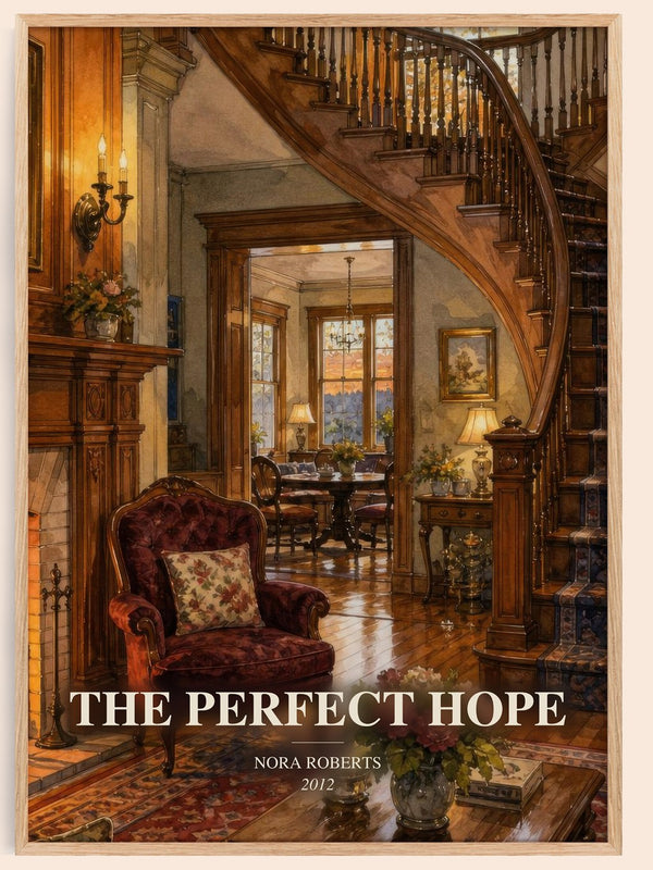 The Perfect Hope watercolour book poster by Nora Roberts – framed literary art print