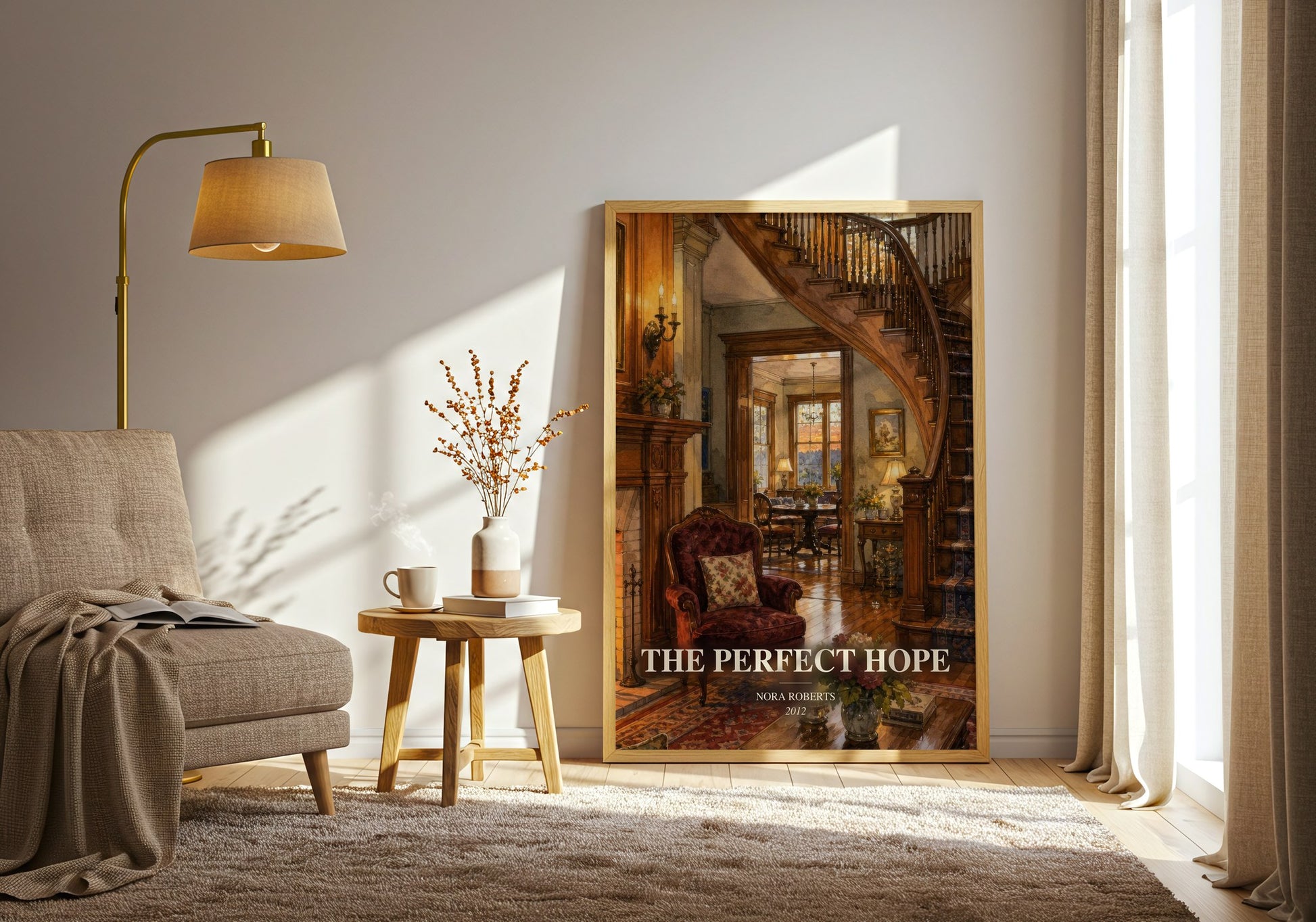 The Perfect Hope watercolour print in frame leaning in hallway – romance wall art