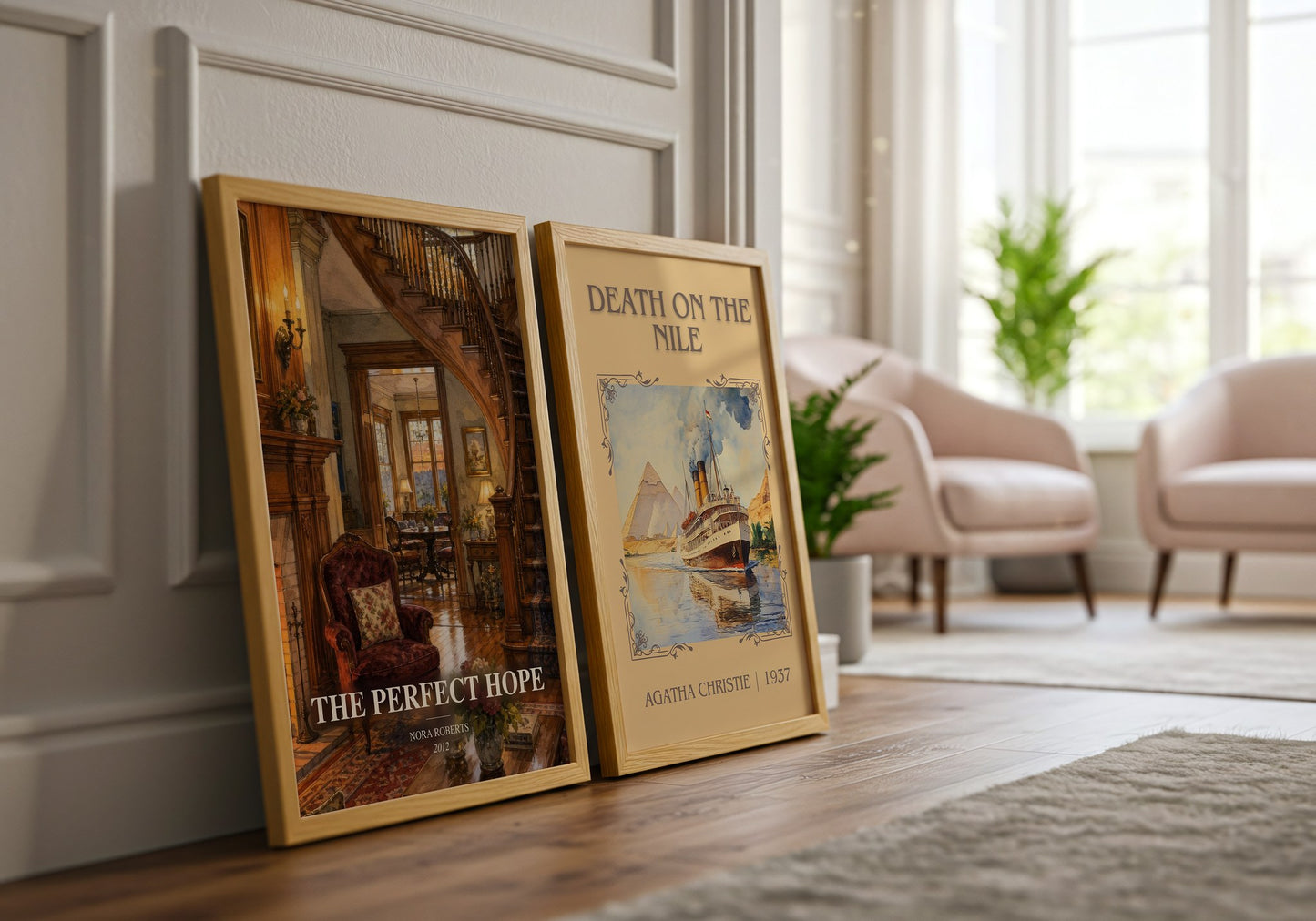 The Perfect Hope watercolour print framed by window – literary home decor