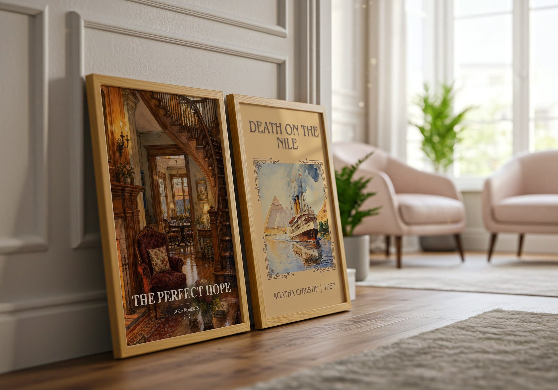 The Perfect Hope watercolour print framed by window – literary home decor