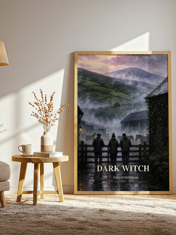 Dark Witch watercolour print in frame leaning in hallway – romance wall art