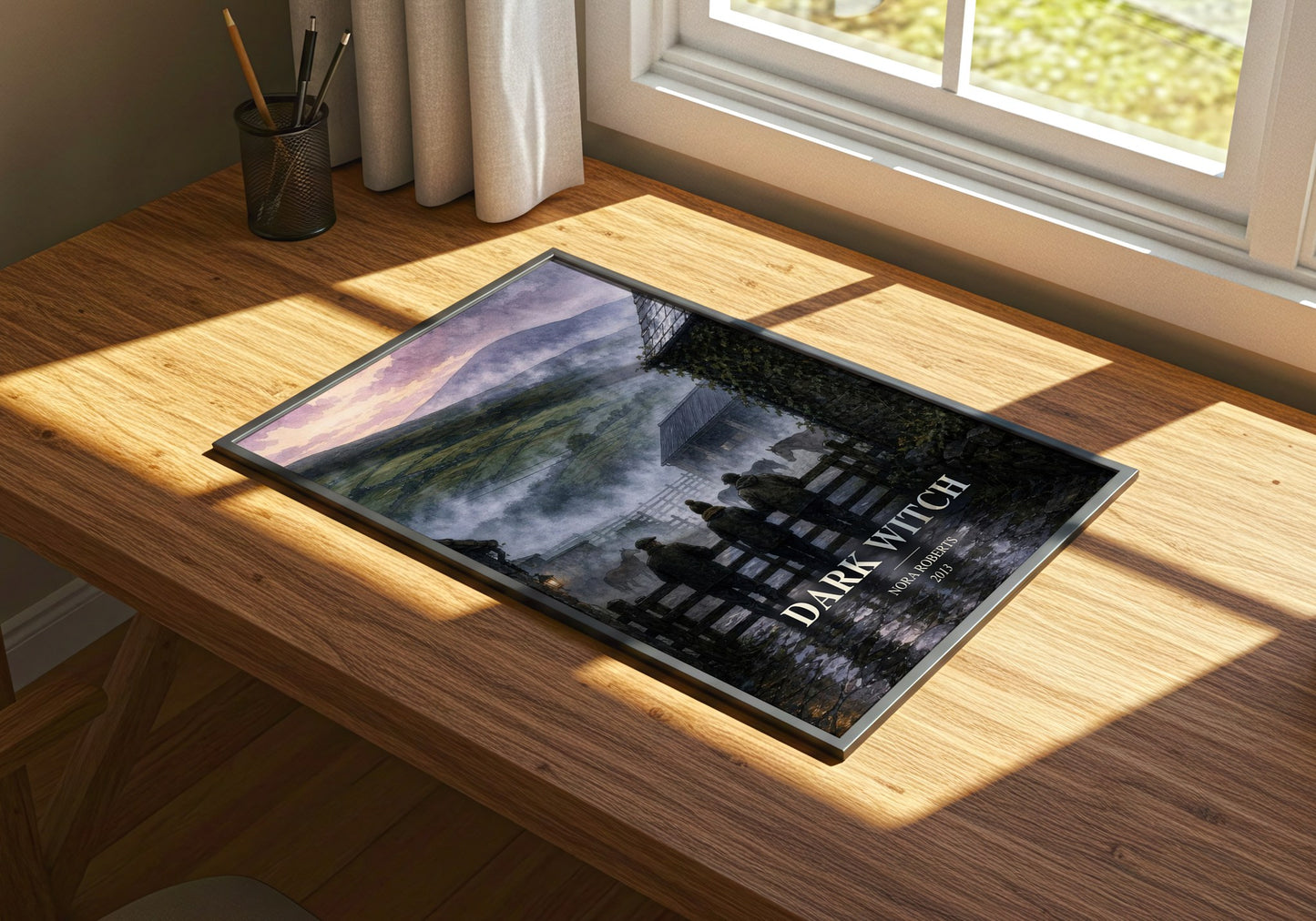 Dark Witch watercolour book poster framed on wall – romance wall art