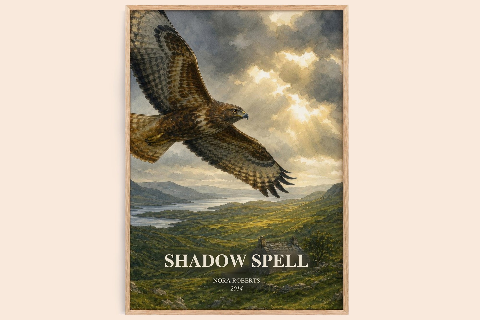 Shadow Spell watercolour book poster by Nora Roberts – framed literary art print