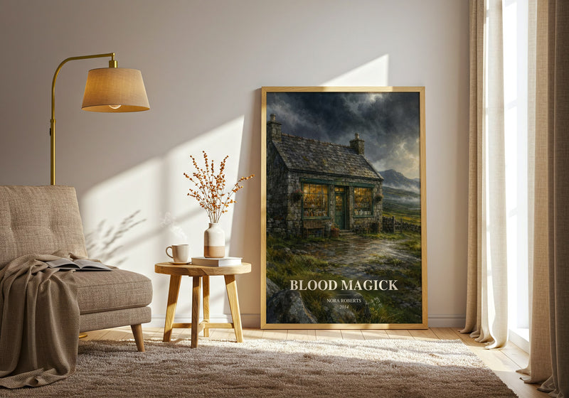 Blood Magick watercolour print in frame leaning in hallway – romance wall art