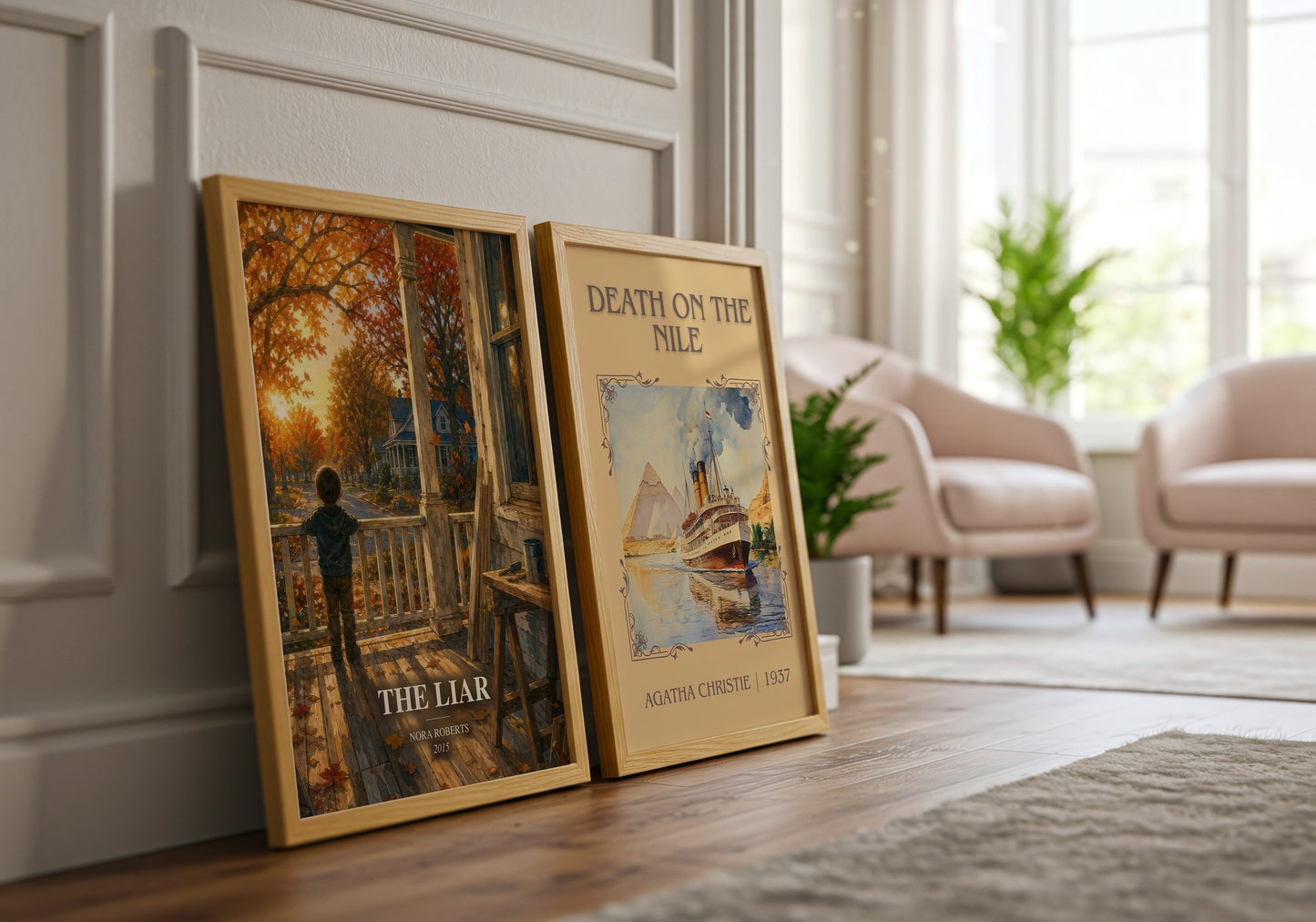 The Liar watercolour print framed by window – literary home decor