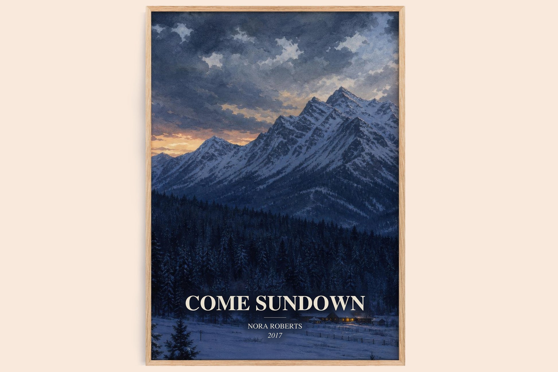 Come Sundown watercolour book poster by Nora Roberts – framed literary art print