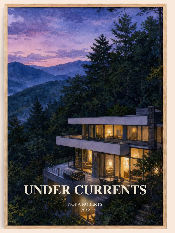 Under Currents watercolour book poster by Nora Roberts – framed literary art print