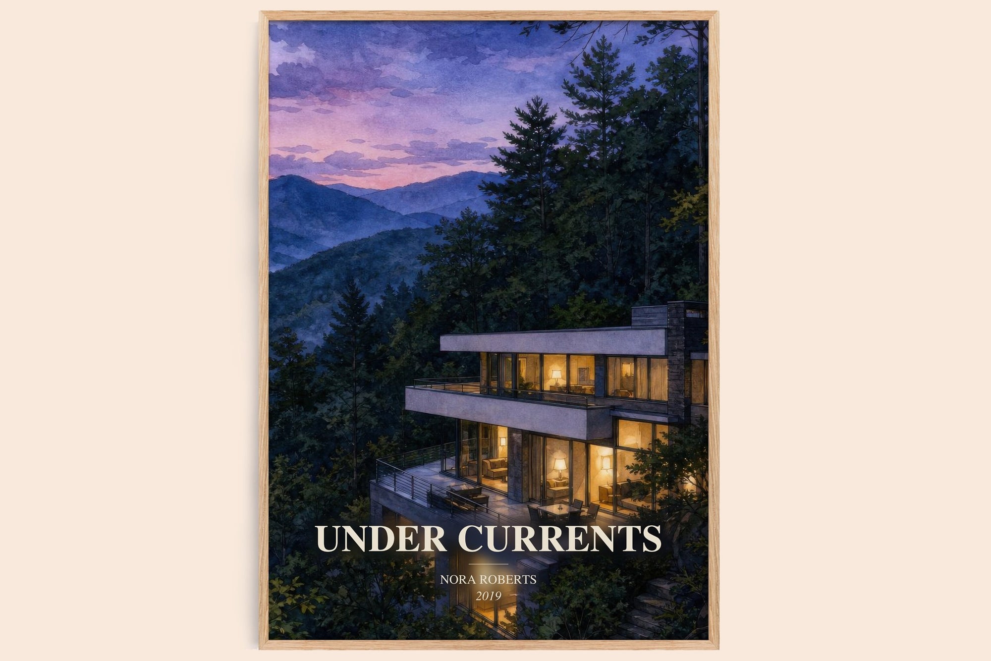 Under Currents watercolour book poster by Nora Roberts – framed literary art print