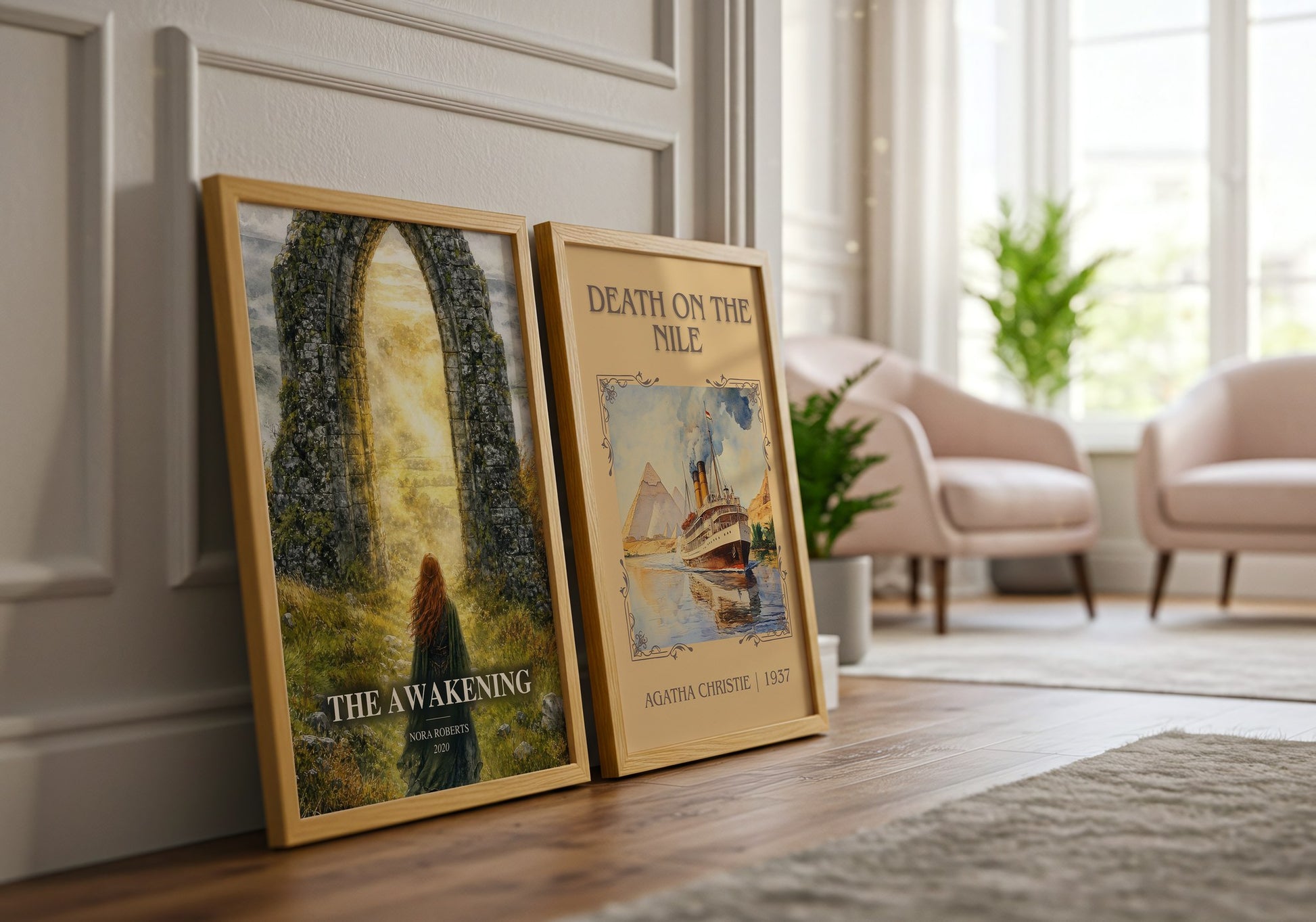 The Awakening watercolour print framed by window – literary home decor