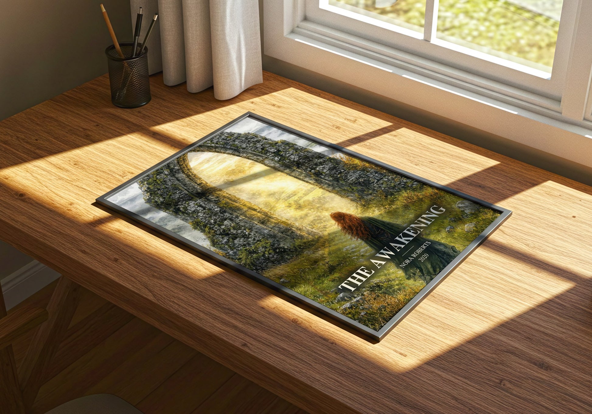 The Awakening watercolour book poster framed on wall – fantasy wall art
