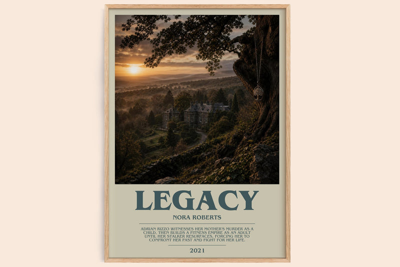 Legacy bookish book poster by Nora Roberts – framed literary art print