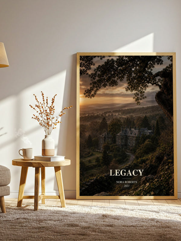 Legacy watercolour print in frame leaning in hallway – contemporary fiction wall art
