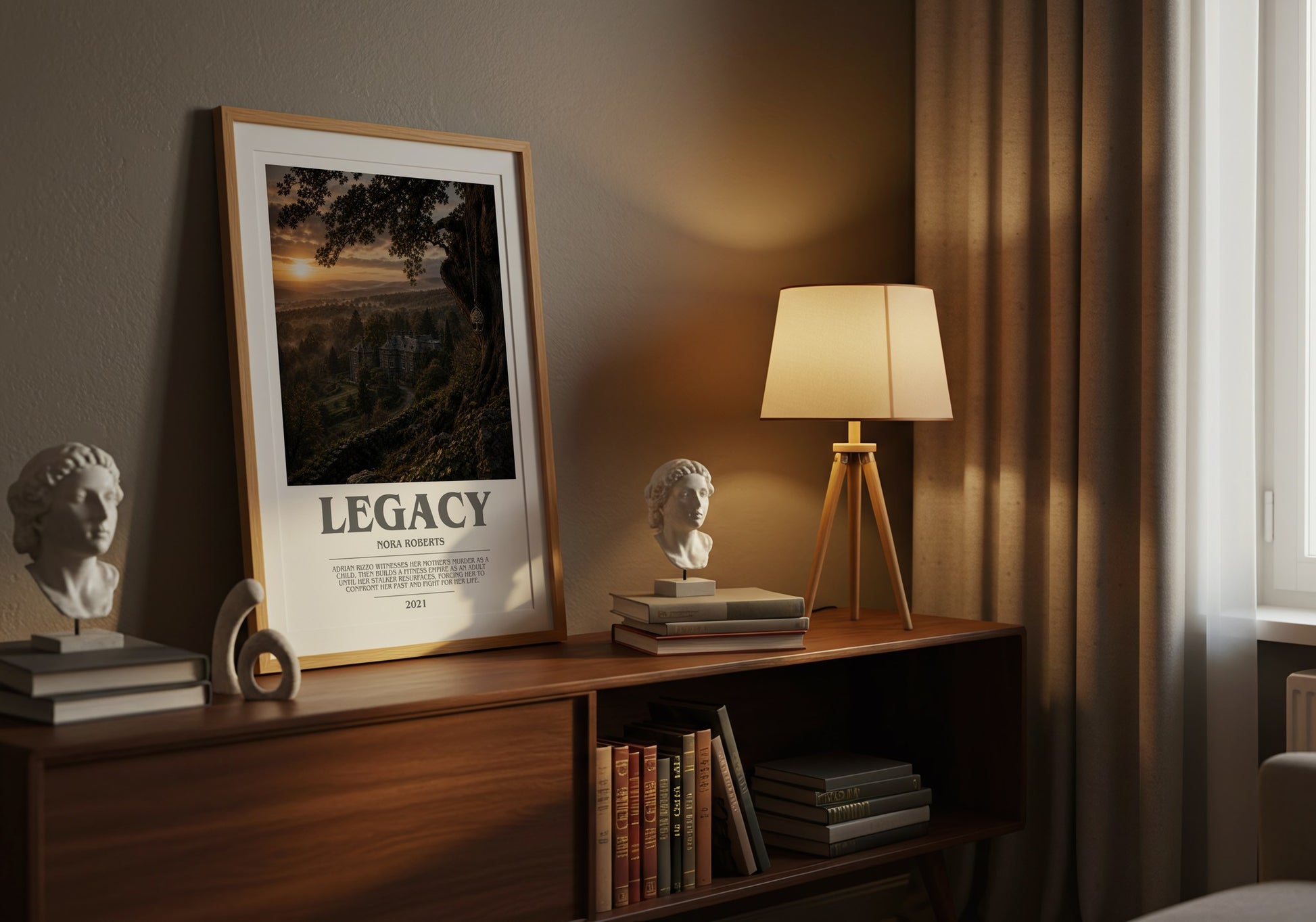 Legacy bookish book poster framed on wall – contemporary fiction wall art