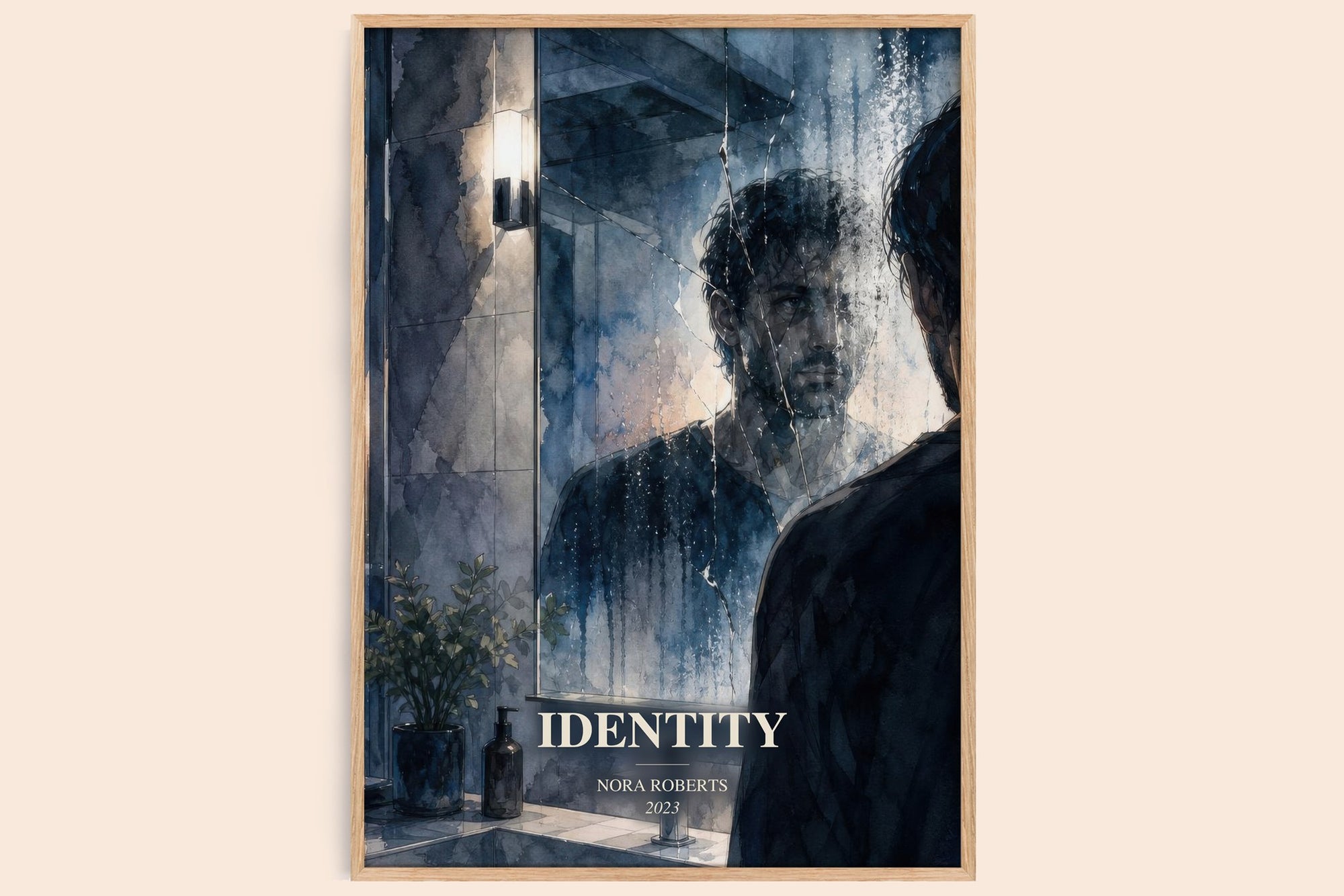 Identity watercolour book poster by Nora Roberts – framed literary art print