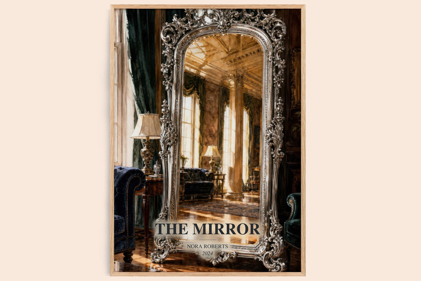 The Mirror watercolour book poster by Nora Roberts – framed literary art print