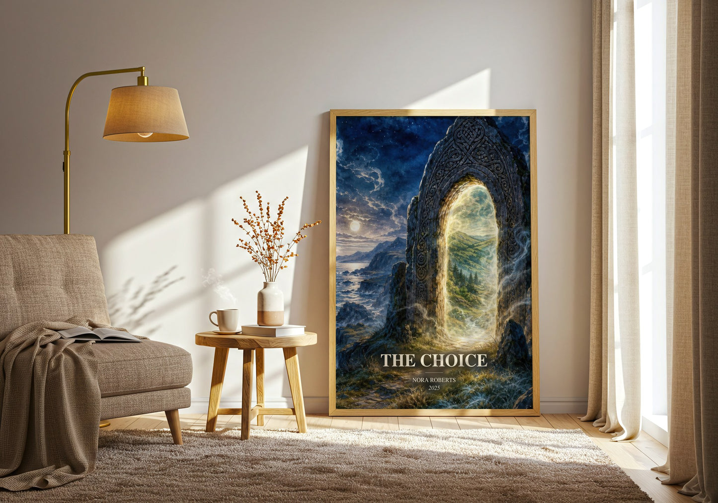 The Choice watercolour print in frame leaning in hallway – romance wall art